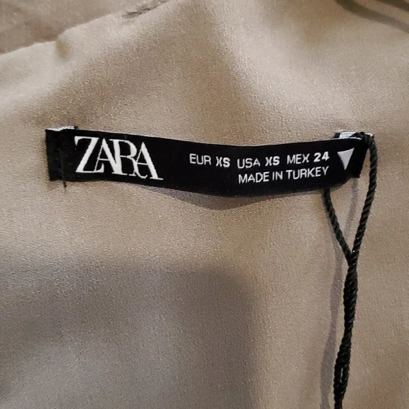 Zara Olive Green Linen Cut Out Mini Dress Size XS - Picture 9 of 12